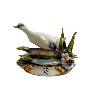 Capodimonte Italy Porcelain Miniature Bird Goose figurine Vintage Hand Painted